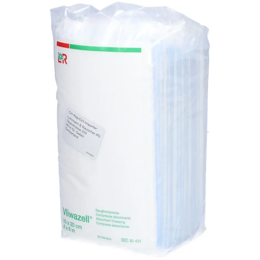 Vliwazell Saugkompresse 10x20cm (25 Stk)