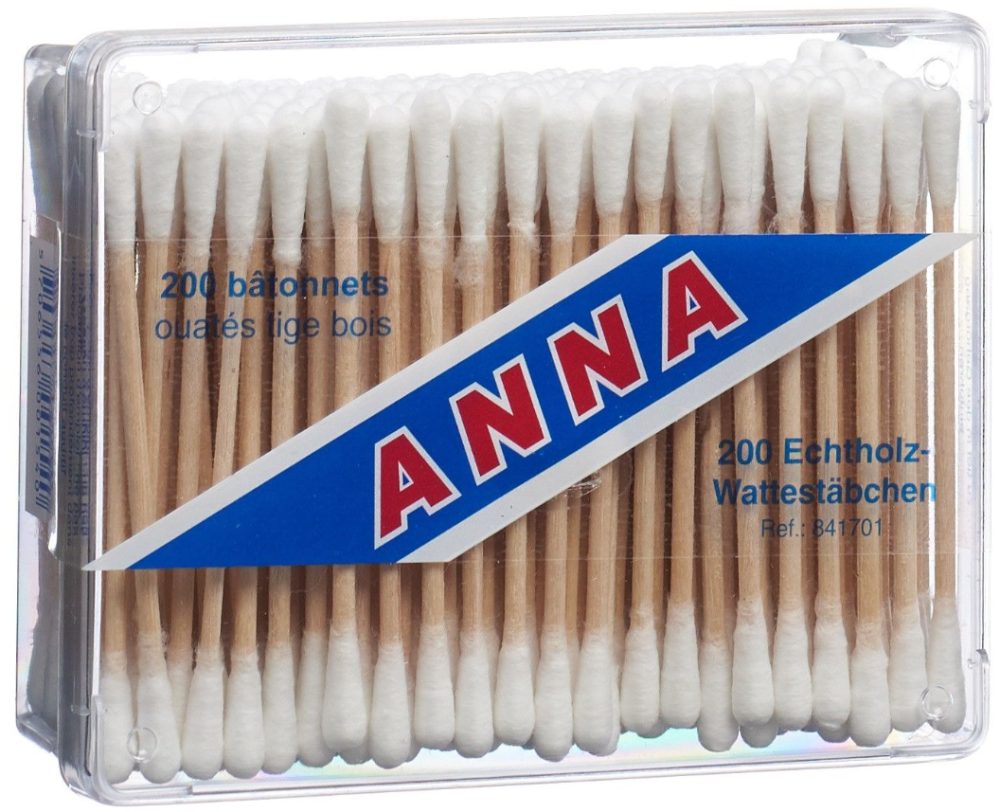 Anna Wattestäbchen Holz (200 Stk)