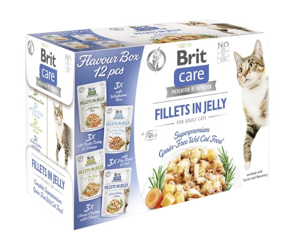 Brit Care Nassfutter Katze Adult Filets in Gelee Mixpaket 12x85 g