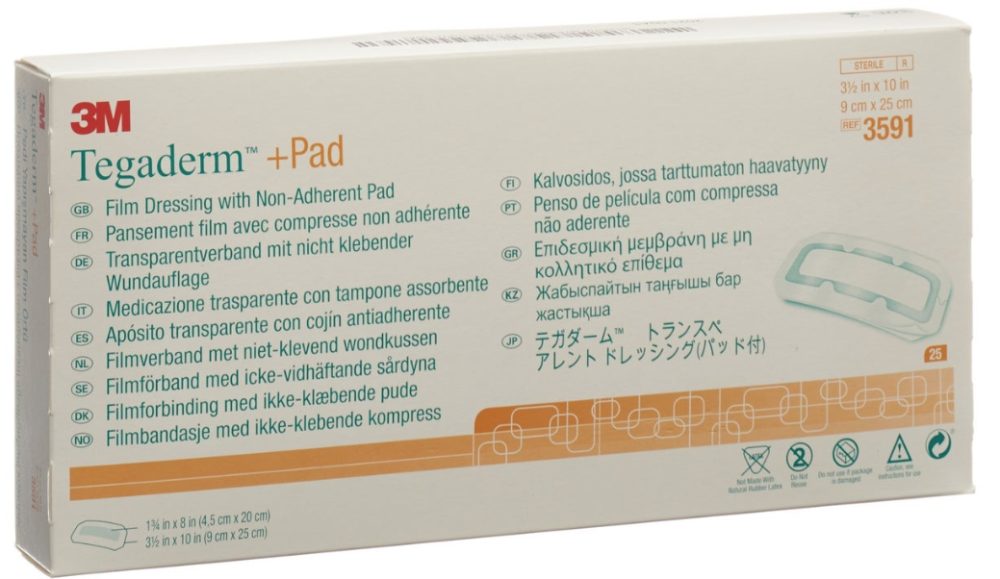 3M Tegaderm+Pad 9x25cm, Wundkissen 4.5x20cm (25 Stk)