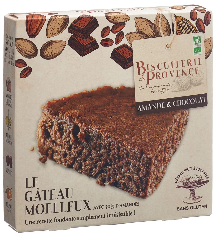 BISCUITERIE DE PROVENCE Weicher Bio-Mandelkuchen mit Schokolade, glutenfrei (225g)