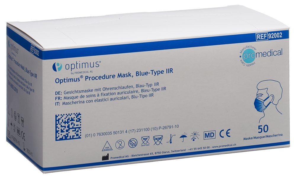 promedical Hygienemaske blau Typ IIR, mit Earloops, unsteril (50 Stk)