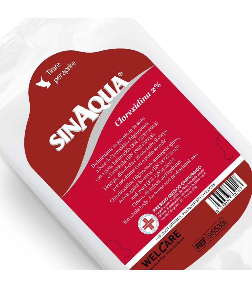 SINAQUA Waschhandschuhe 2% Chlorhexid (8 Stk)
