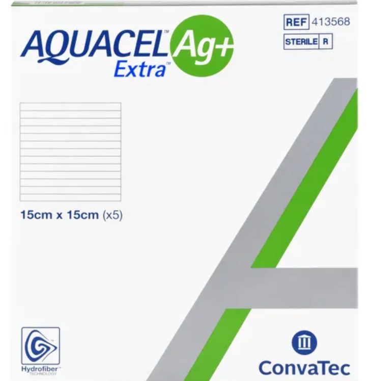 ConvaTec AQUACEL Ag+ Extra Kompresse 15x15cm (5 Stk)