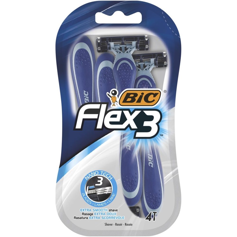 BiC Flex 3 Light Herrenrasierer, plus 3-Klingen (4 Stk)