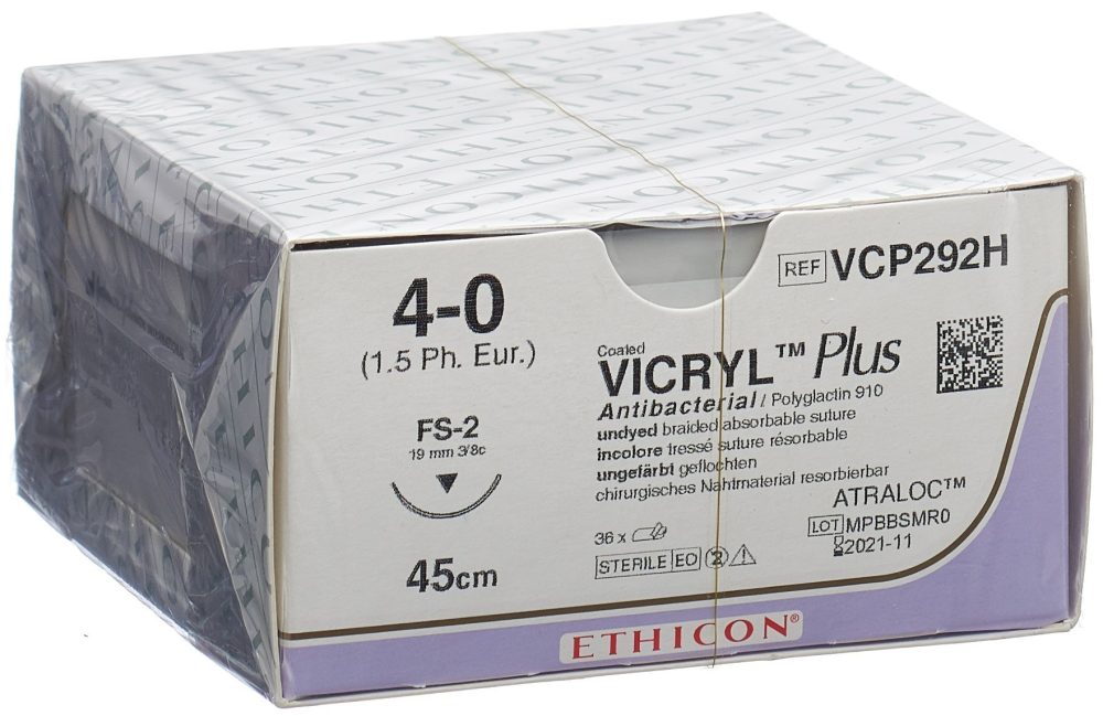 VICRYL Plus 45cm ungefärbt 4-0 FS-2S (36 Stk)