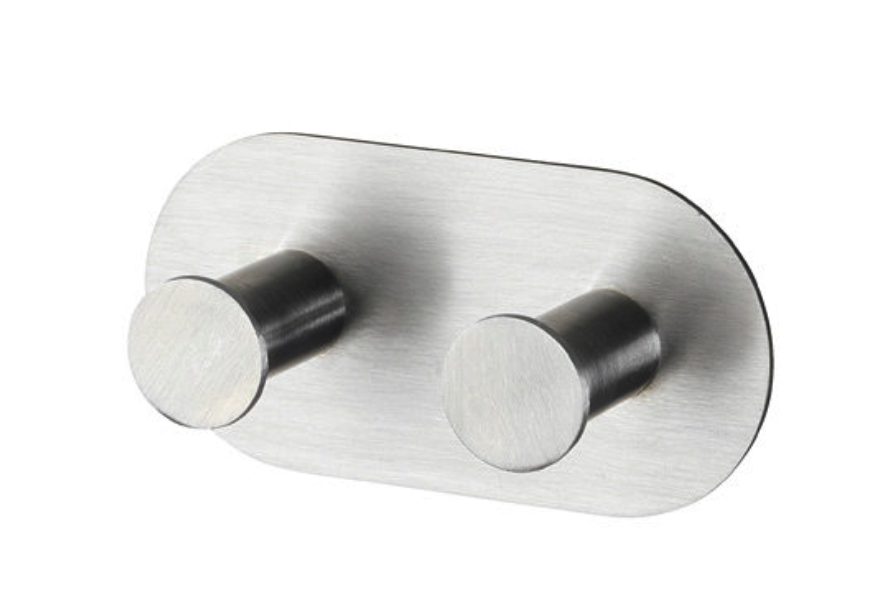 WENKO Edelstahl Wandhaken Cona Duo matt, 10x3x5cm (1 Stk)