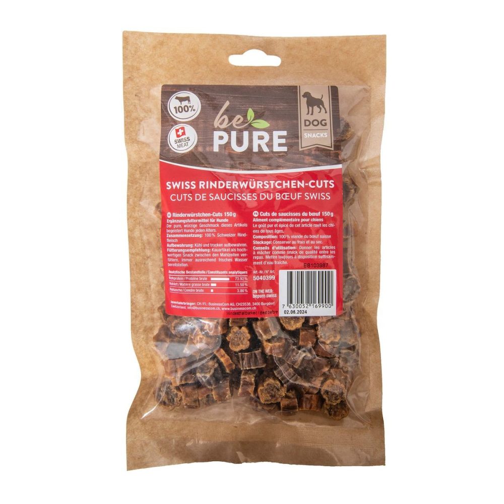 bePure Swiss Rinderwürstchen-Cuts für Hunde (150g)