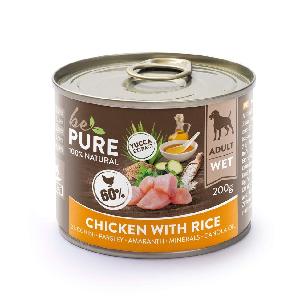 bePure Chicken with Rice, mit Huhn, Gemüse und Reis, Nassfutter für Hunde (200g)