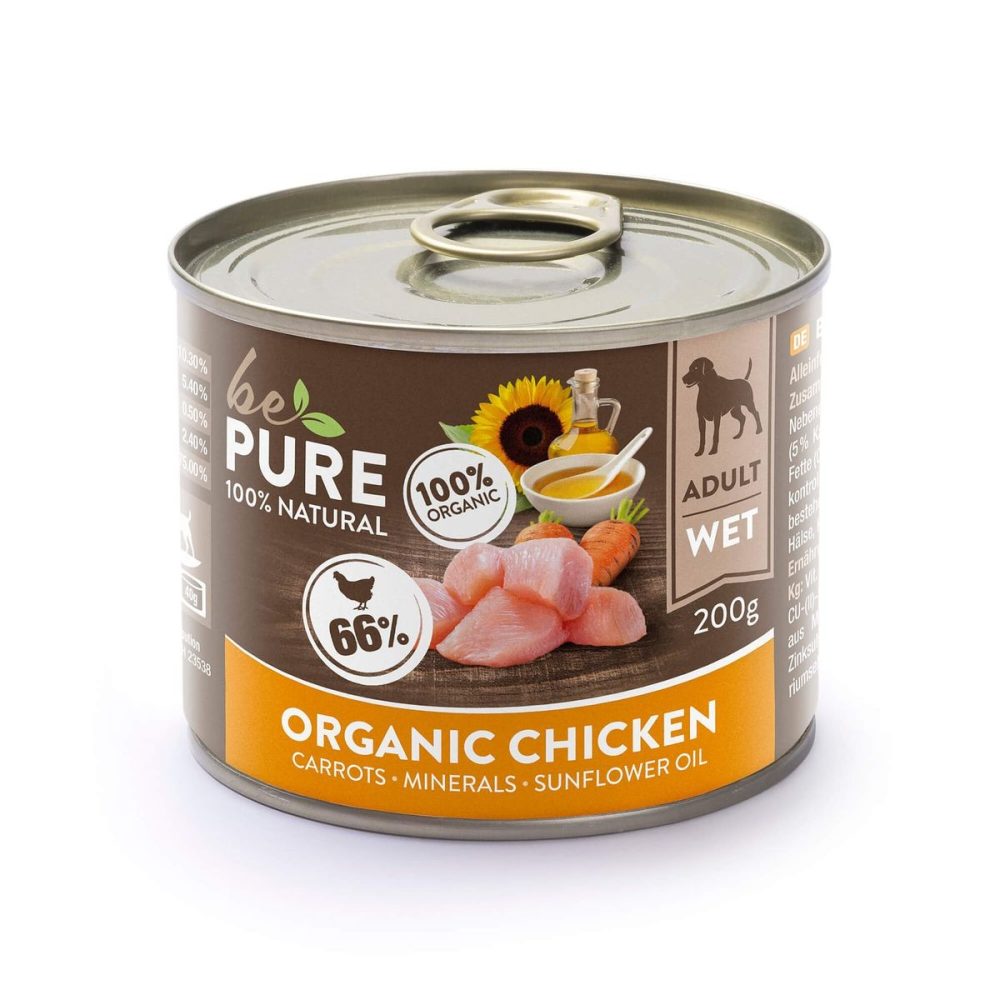 bePure Organic Chicken mit Bio-Huhn und Karotten, Nassfutter für Hunde (200g)