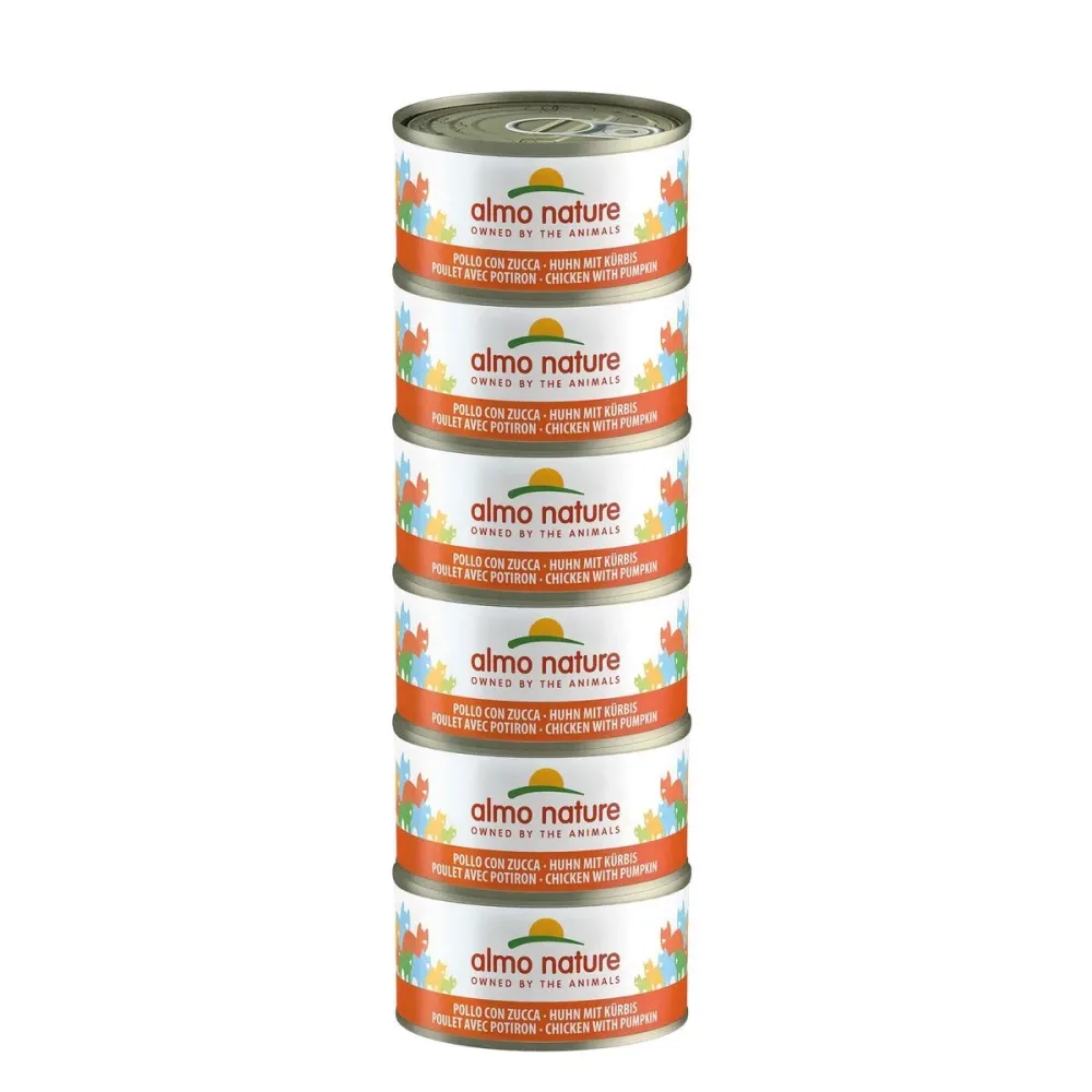 Almo Nature HFC Natural Megapack Nassfutter für Katzen mit Huhn und Kürbis (6x70g)