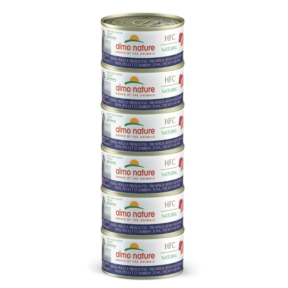 Almo Nature Multipack mit Thunfisch, Huhn und Schinken, Nassfutter für Katzen (6x70g)