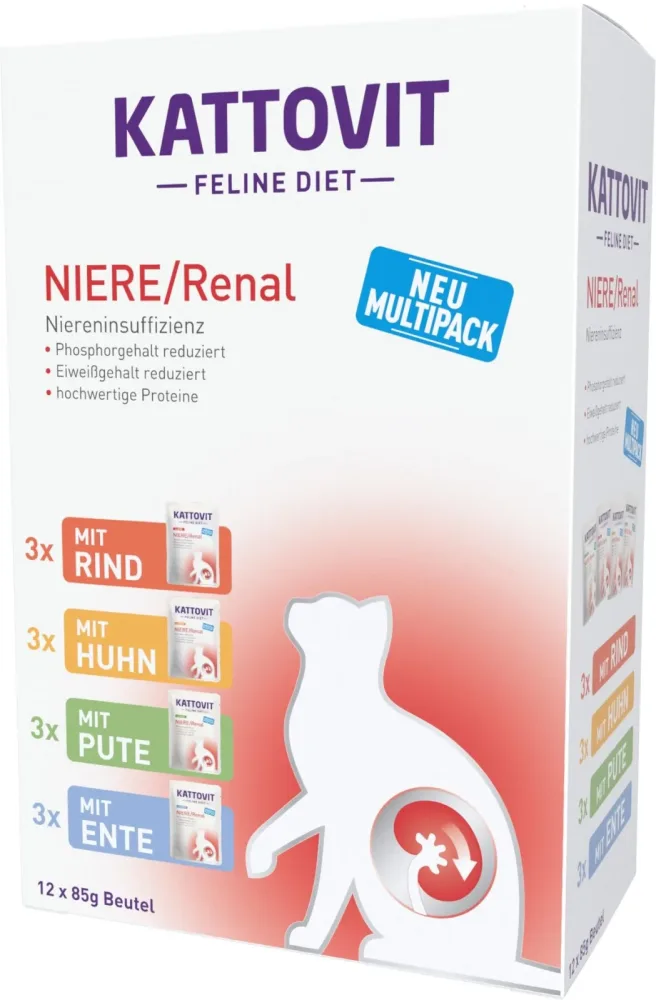 KATTOVIT Feline Diet Nassfutter Katze Niere/Renal Multipack in Sauce 12x85 g