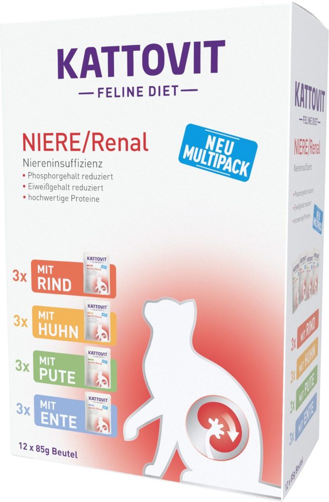 KATTOVIT Feline Diet Nassfutter Katze Niere/Renal Multipack in Sauce 12x85 g