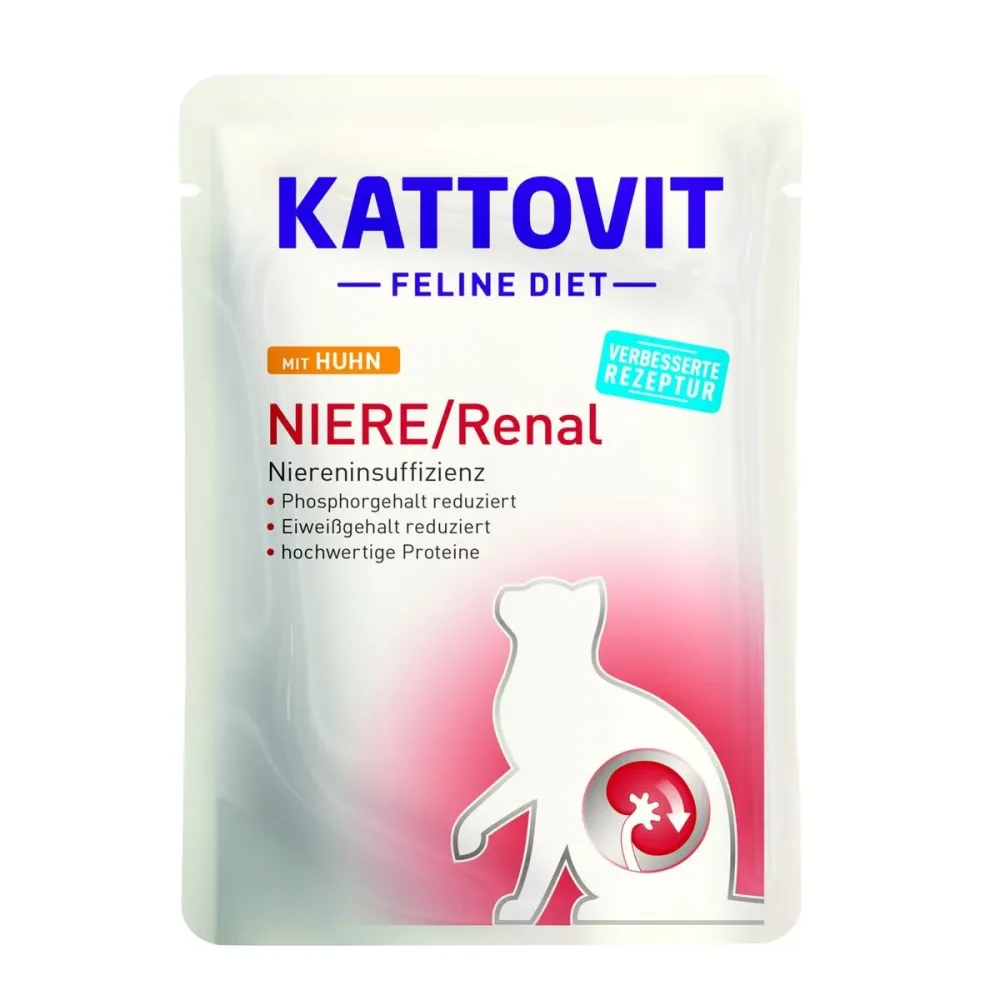 Kattovit Feline Diet Niere/Renal mit Huhn, Nassfutter für Katzen (85g)