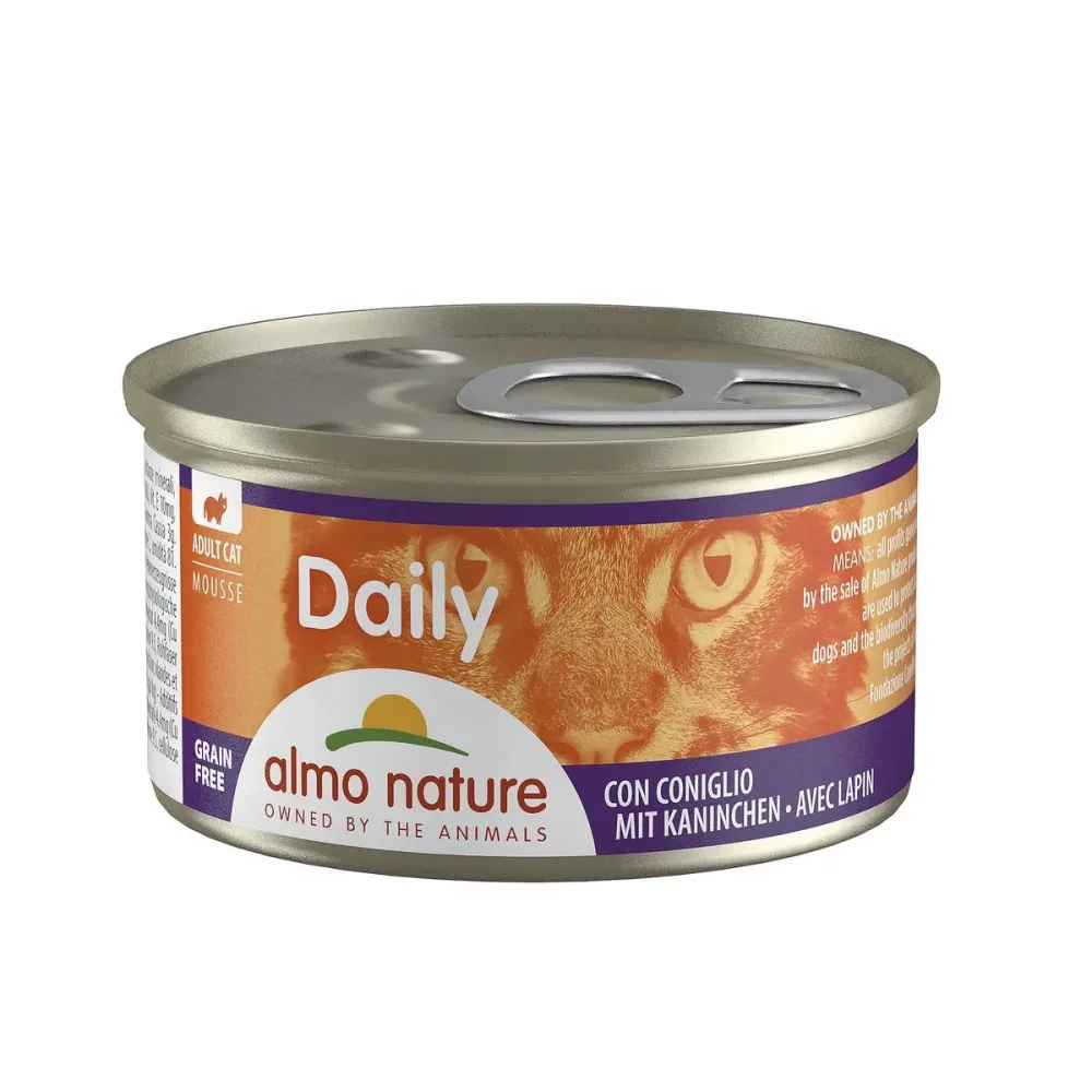 Almo Nature Daily Mousse mit Kaninchen, Nassfutter für Katzen (85g)