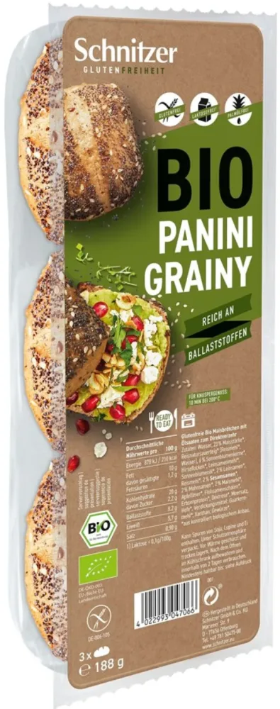 Schnitzer Bio Panini Grainy Beutel, glutenfrei (188g)