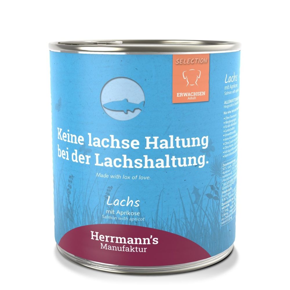 Herrmann's Lachs mit Aprikose, Nassfutter für Hunde (800g)