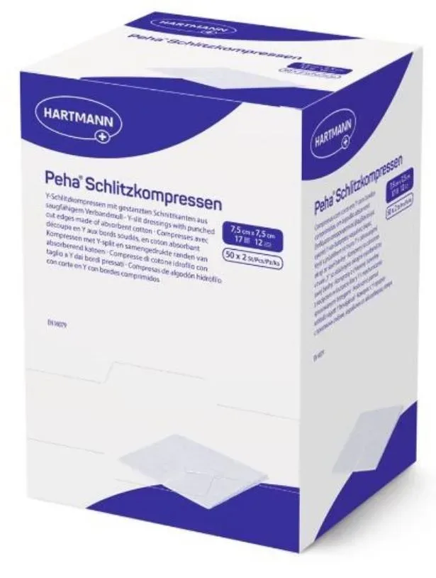 Peha Schlitzkompressen T17 7.5x7.5cm 12f (50x2 Stk)