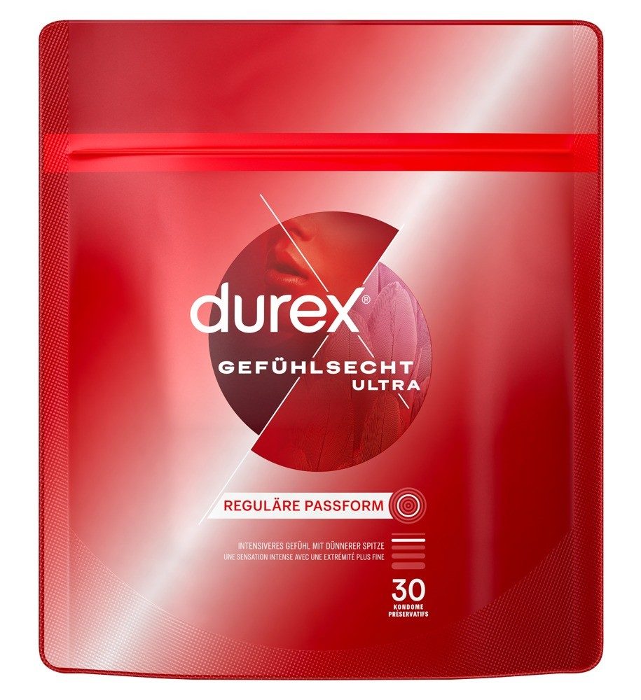 Durex Gefühlsecht Ultra Kondome, reguläre Passform, dünn (30 Stk)