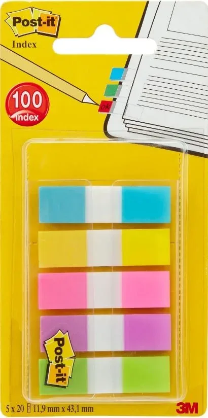 POST-IT Index schmal 11.9x43.2mm 6683-5CB2 5-farbig ass./5x20 Blatt