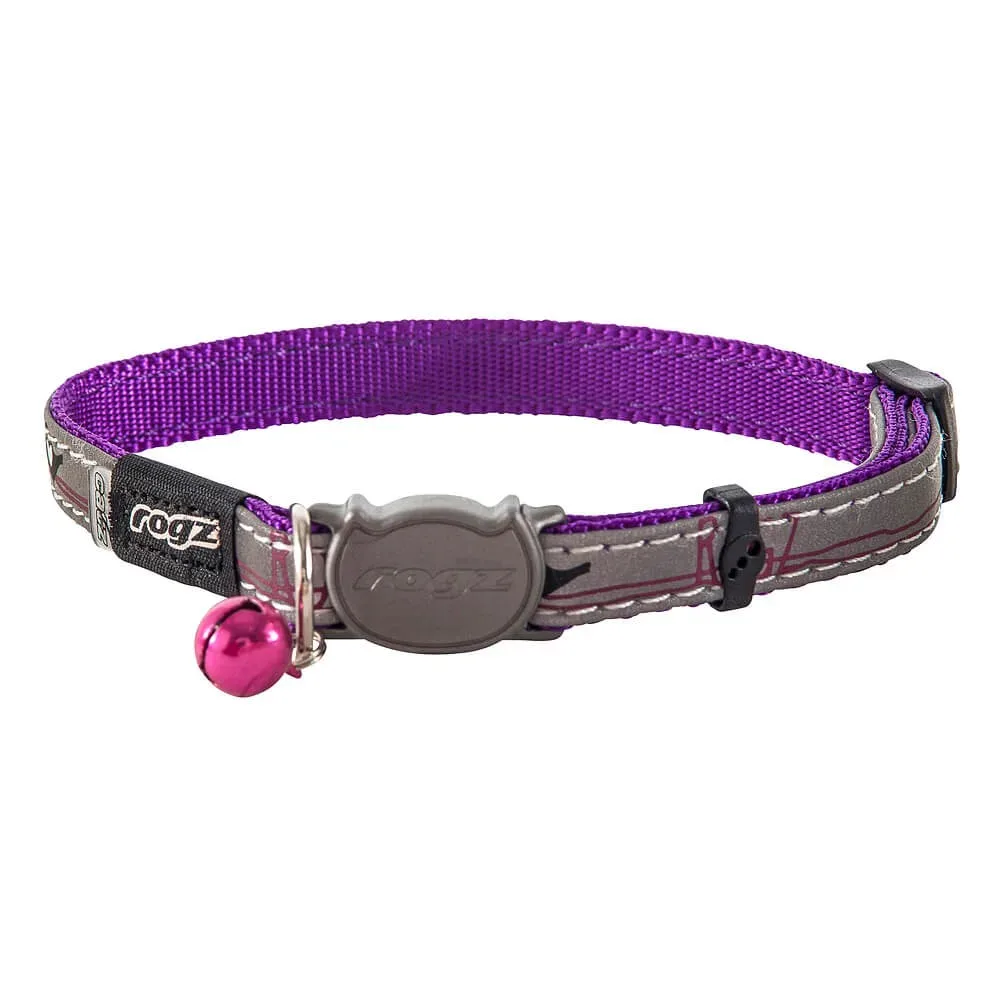 rogz Nightcat Katzenhalsband violett, Halsumfang 20-31cm (1 Stk)