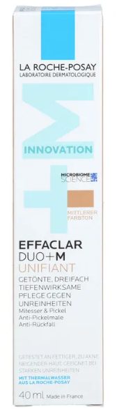 La Roche Posay - Dreifach tiefenwirksame getönte Gesichtspflege für zu Akne neigende Haut, Effaclar Duo+M Unifiant, 40 ml, Mittel