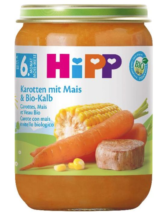Hipp Bio Karotten mit Mais & Bio-Kalb (190g)