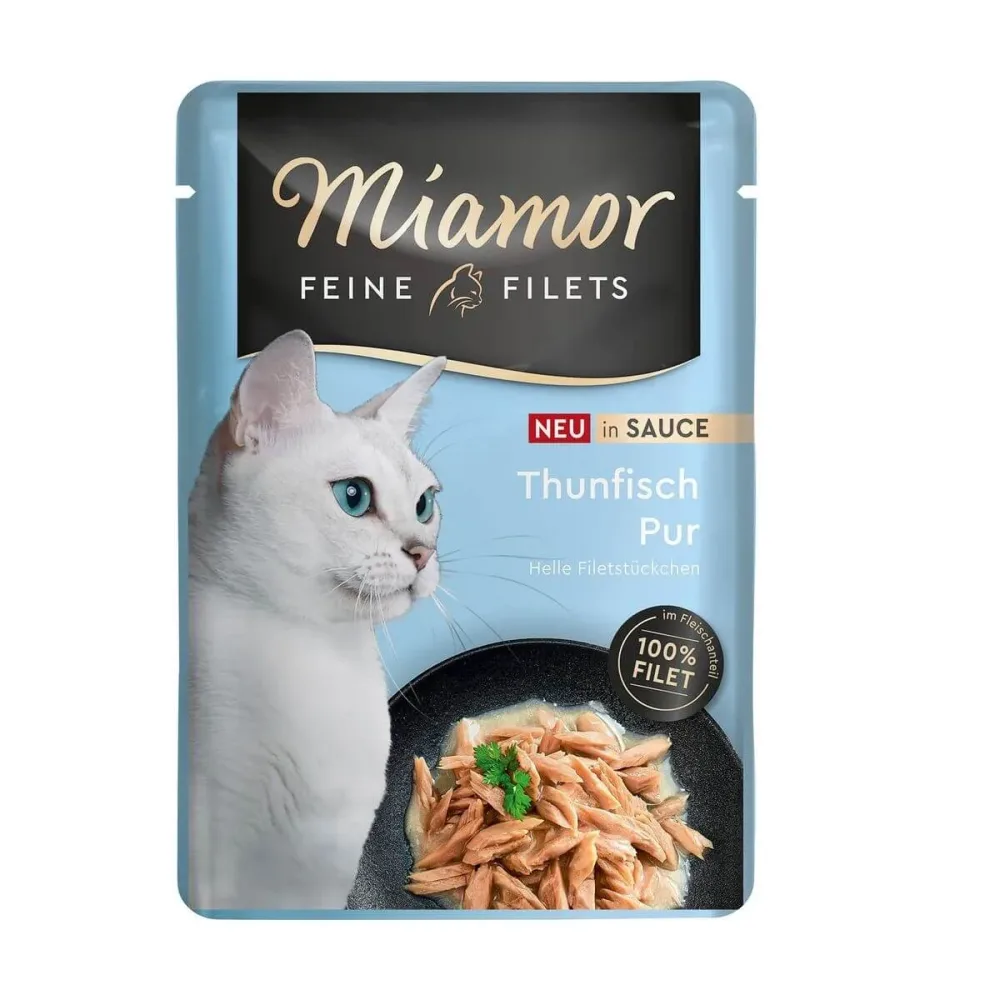 Miamor Feine Filets in Sauce Thunfisch Pur, Nassfutter für Katzen (100g)