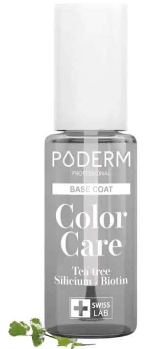 PODERM - BASE COAT mit Teebaum, Silizium und Biotin - Nagellack mit perfektem Halt - Von Podologen empfohlen - 100% Naturel&Vegan - Swiss Made, 8 ml, Transparent