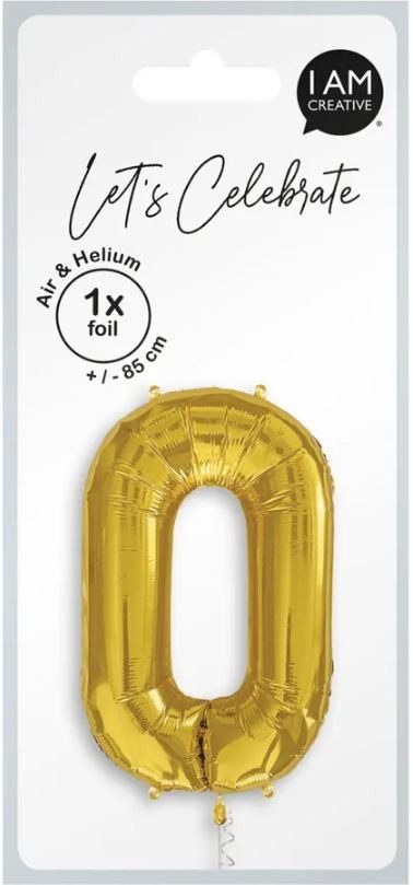 I AM CREATIVE Folienballon Zahl 0 85cm 1000-1055 gold