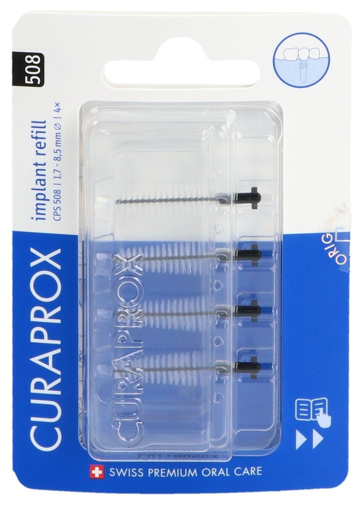 CURAPROX CPS 508 Implant Schwarz Ersatzbürsten, Durchmesser 4.5-8.5mm (4 Stk)