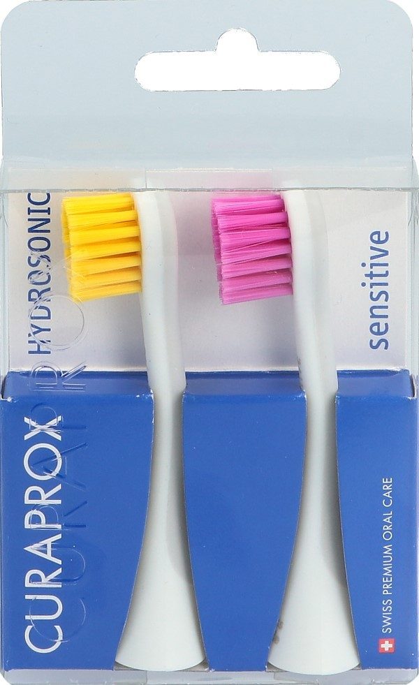 CURAPROX Hydrosonic Ersatzbürste sensitive, gelb-pink (2 Stk)