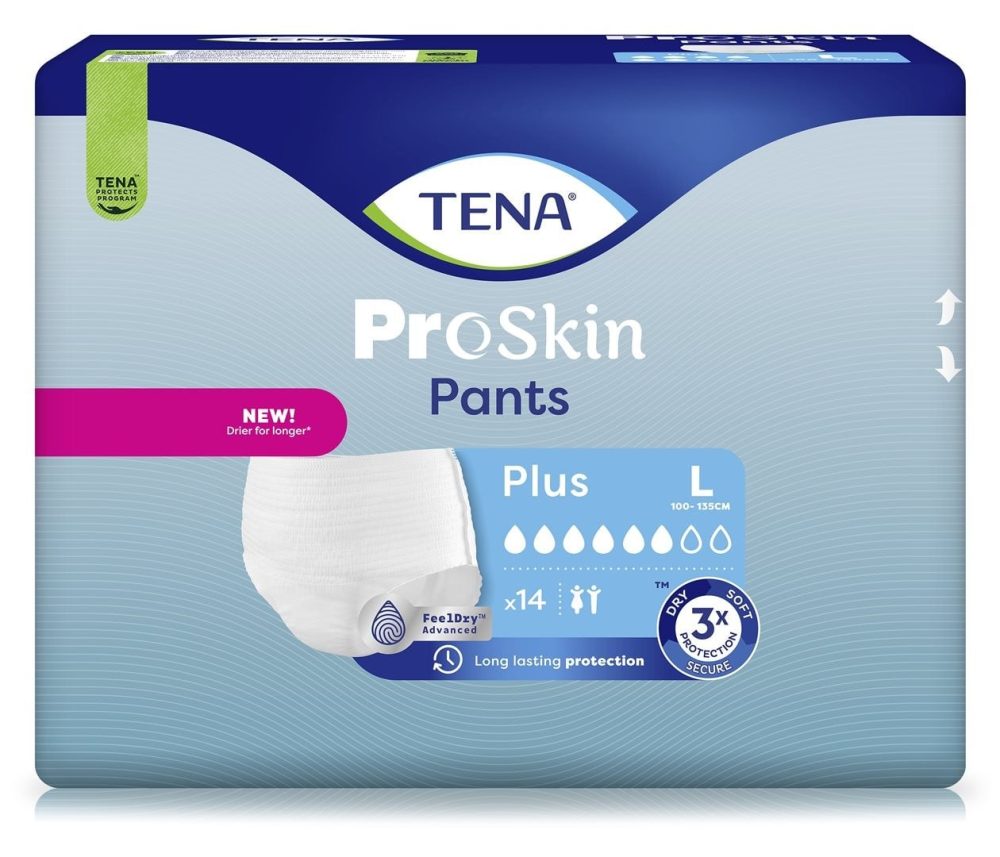 TENA ProSkin Pants Plus, Grösse L, Hüftumfang 100-135cm (14 Stk)