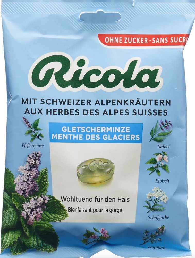 Ricola Gletscherminze Bonbons, ohne Zucker (125g)