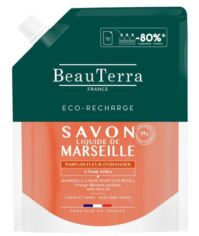 Beauterra Savon Liquide de Marseille Parfum Fleur d'Oranger Nachfüllpackung