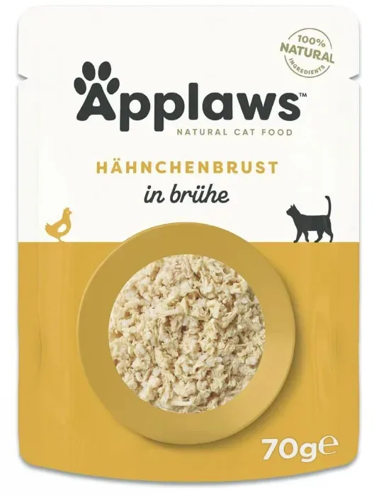 Applaws Hühnerbrust in Brühe, Nassfutter für Katzen (70g)