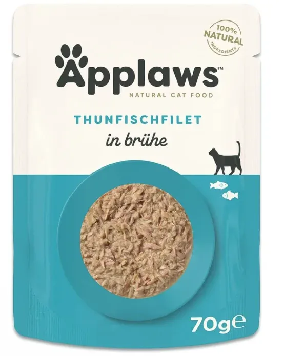Applaws Thunfischfilet in Brühe, Nassfutter für Katzen (70g)