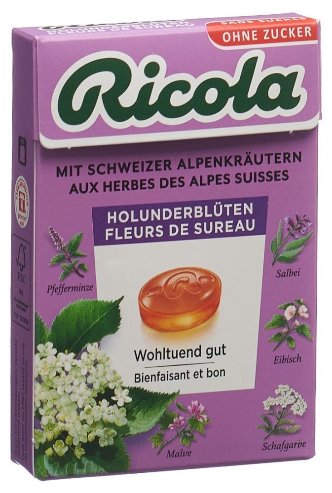 Ricola Holunderblüten Bonbons ohne Zucker mit Stevia (50g)