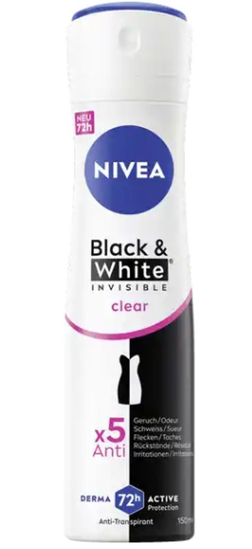 Nivea Black & White Invisible Clear Deo Spray 150ml Damen