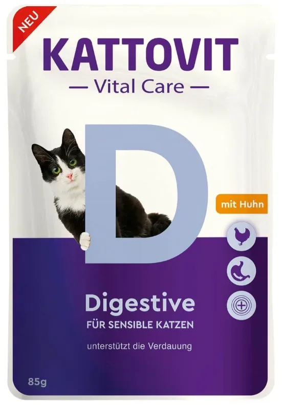 Kattovit Vital Care Digestive mit Huhn, Nassfutter für Katzen (85g)