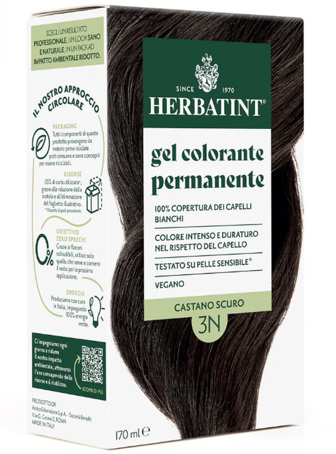 Herbatint Permanentes Haarfärbegel, Dunkles Kastanienbraun (3N), 100 % Grauhaar Abdeckung