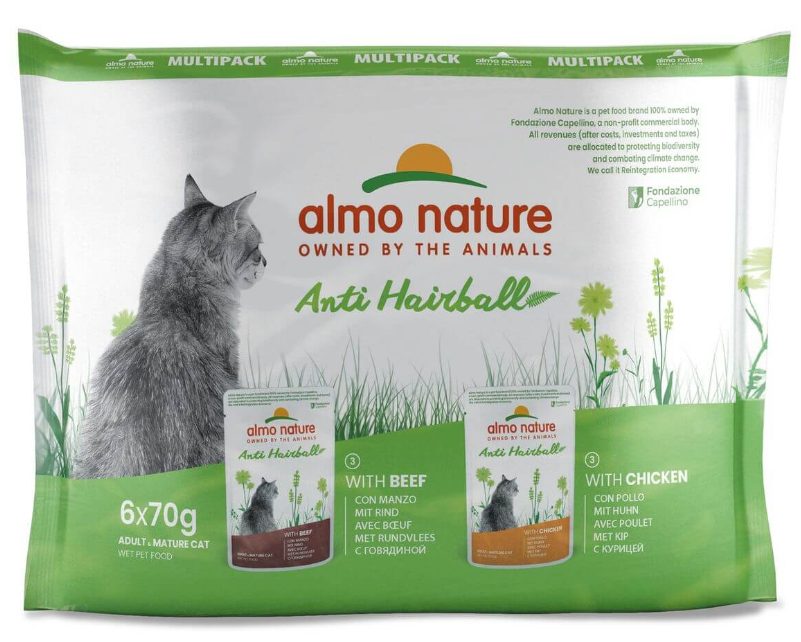 Almo nature Almo Holistic Anti Hairball Multipack 6x70 g mit Rind & Huhn