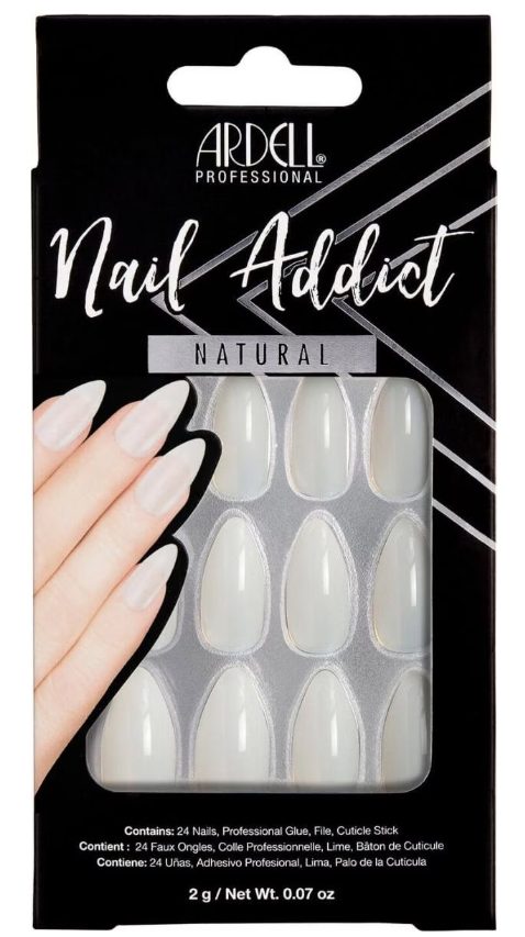Ardell - Nail Addict Natural Stiletto, Künstliche Fingernägel, DUO Adhesive, 24 Stk, Multicolor