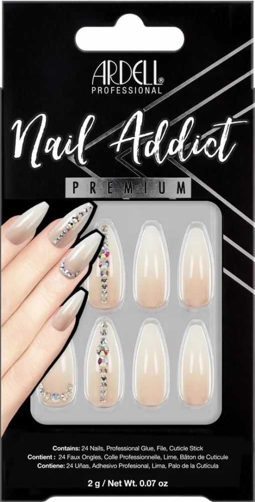 Ardell - Nail Addict Nude Light Crystals, Künstliche Fingernägel, 24 Stk