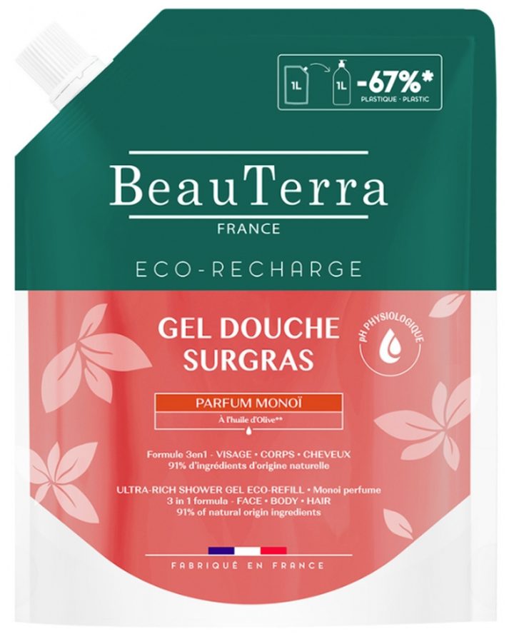 BeauTerra Rückfettendes Duschgel Monoï Refill (1 Liter)