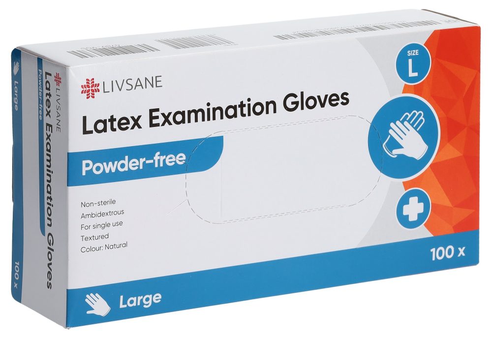 Livsane Latex-Untersuchungshandschuhe ohne Puder, Breite 10-12cm (100 Stk)