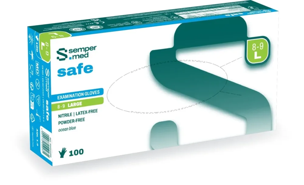 sempermed Nitrilhandschuhe safe, Grösse L, Handumfang 19-21cm (100 Stk)