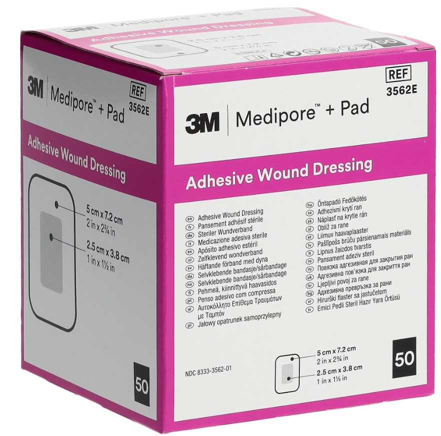 3M Medipore + Pad 5x7cm, Wundkissen 2.5x4cm (25 Stk)