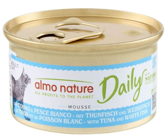 Almo Nature Daily Mousse mit Thunfisch und Kabeljau, Nassfutter für Katzen (85g)